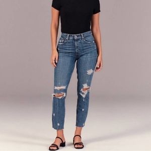 Abercrombie & Fitch High Rise Distressed Mom Jean